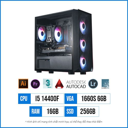 PC Designer T801 - Core i5 14400F | 16G | GTX1660S 6GB | 256GB SSD